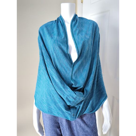 Lululemon Vinyasa Scarf Rulu Heathered Teal Button Snap Wrap One Size Stretch - Picture 8 of 12